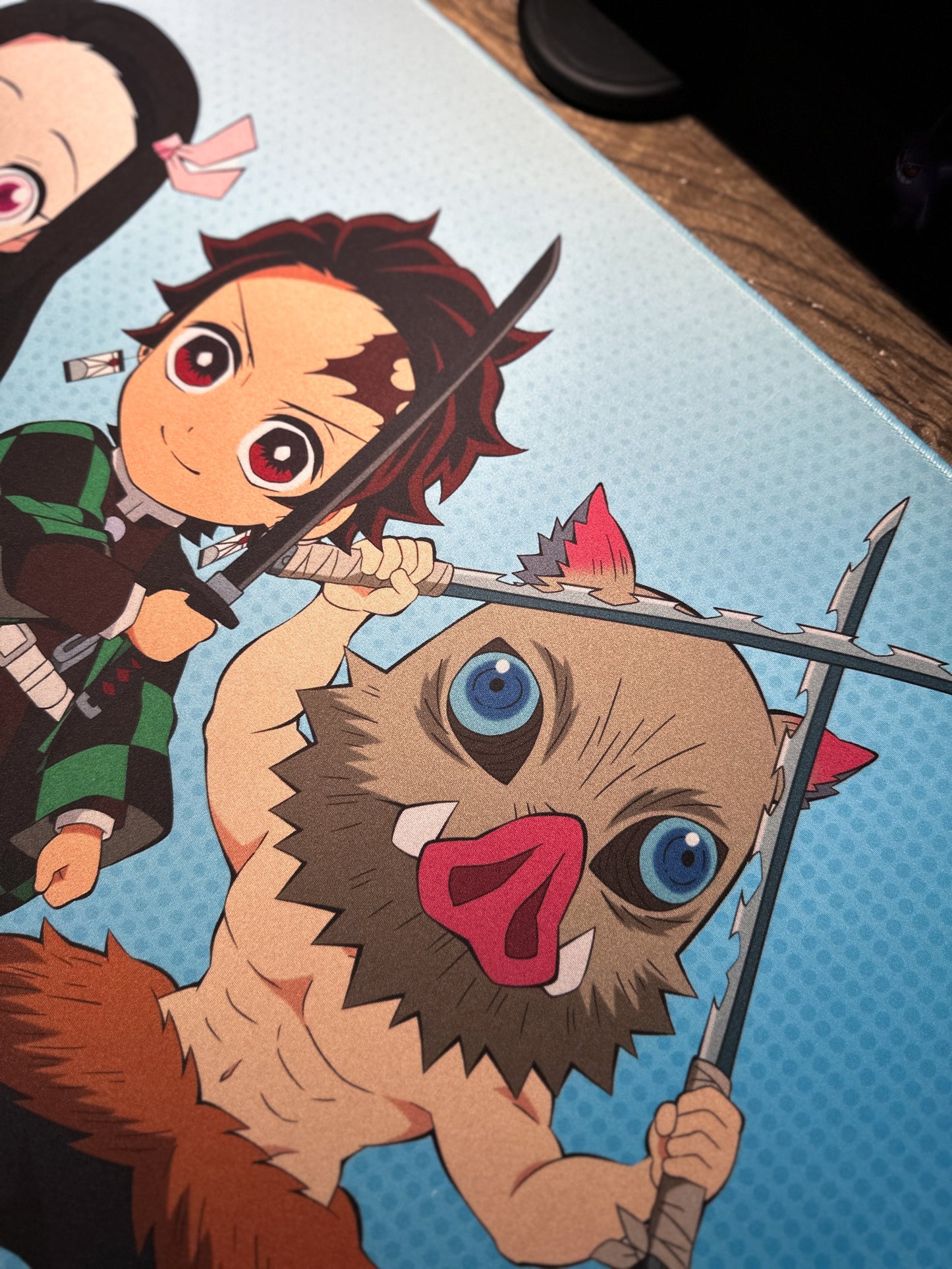 Demon Slayer Deskmat - Tanjiro, Nezuko, Zenitsu, Inosuke Chibi/Cute Mousepad 90x40cm