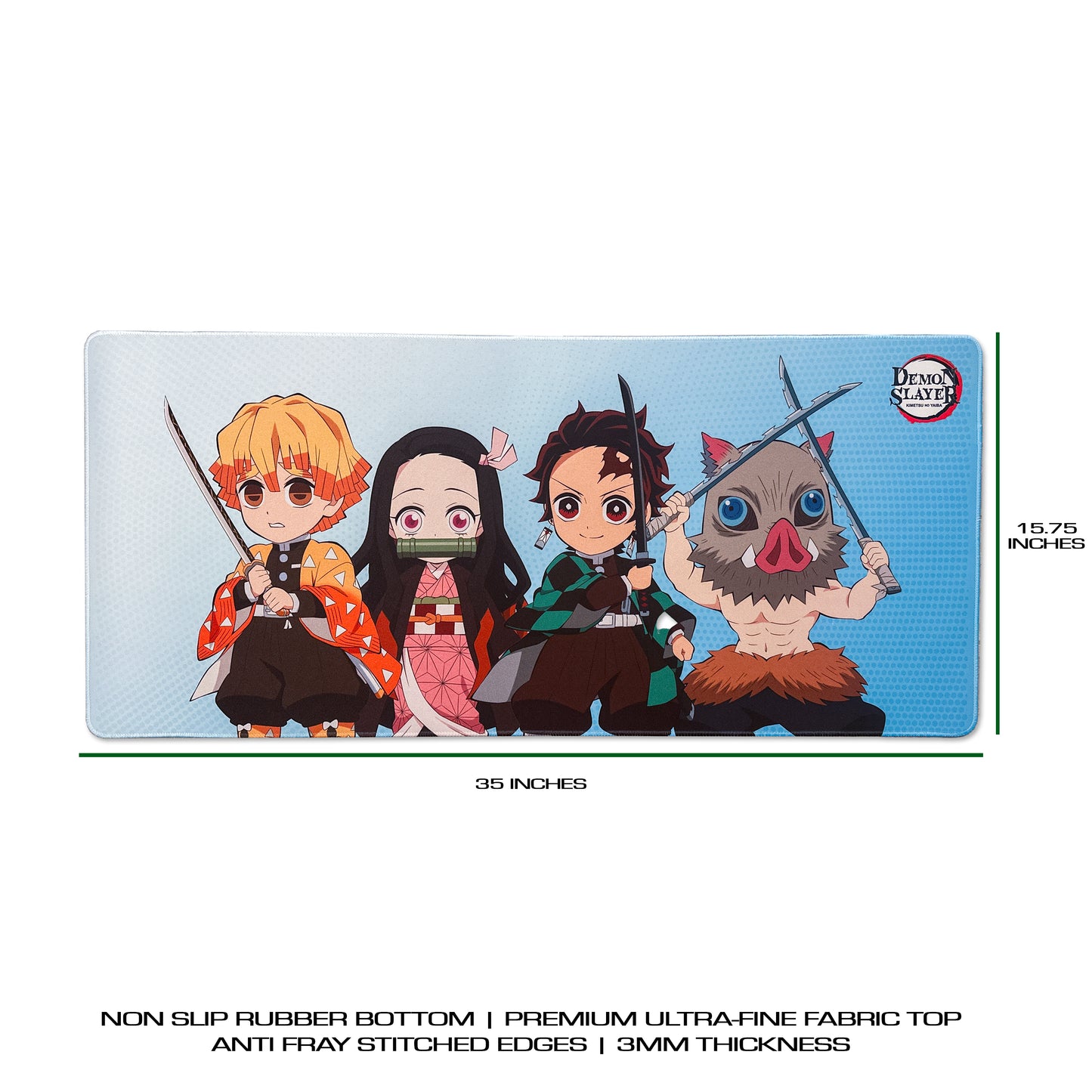 Demon Slayer Deskmat - Tanjiro, Nezuko, Zenitsu, Inosuke Chibi/Cute Mousepad 90x40cm