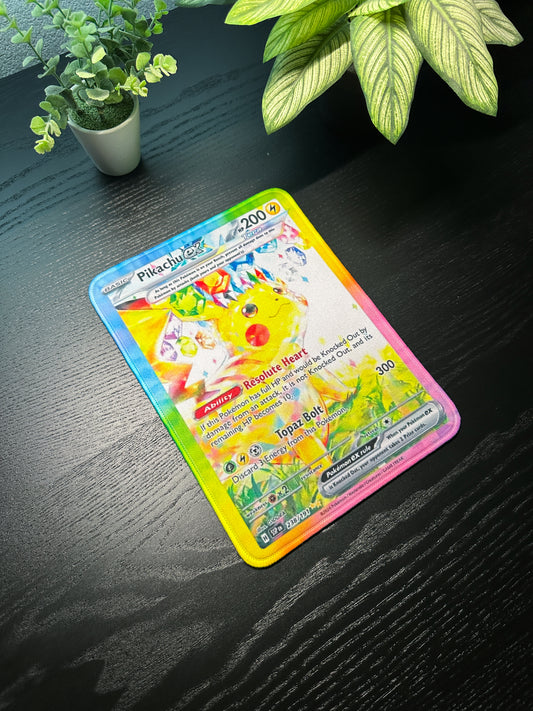 Pikachu EX Pokemon TCG Full Art Mousepad 10 x 7.5in - Gamer Desk Decor