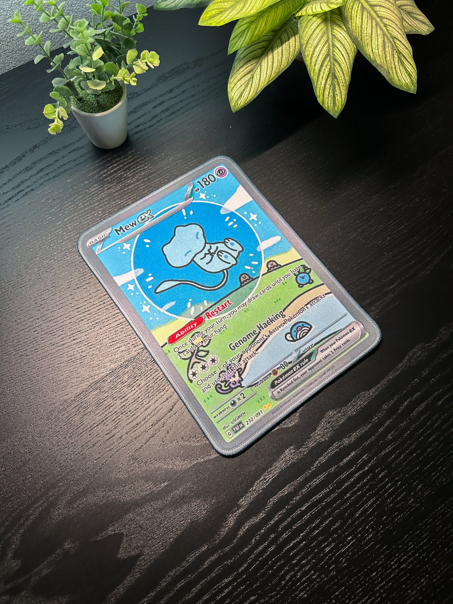 Bubble Mew EX Pokemon TCG Full Art Mousepad 10 x 7.5in - Gamer Desk Decor