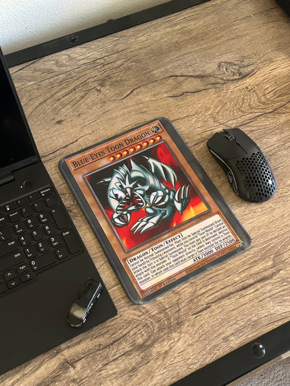 Toon Blue Eyes White Dragon Yugioh TCG Mousepad 10 x 7.5in - Gamer Desk Decor
