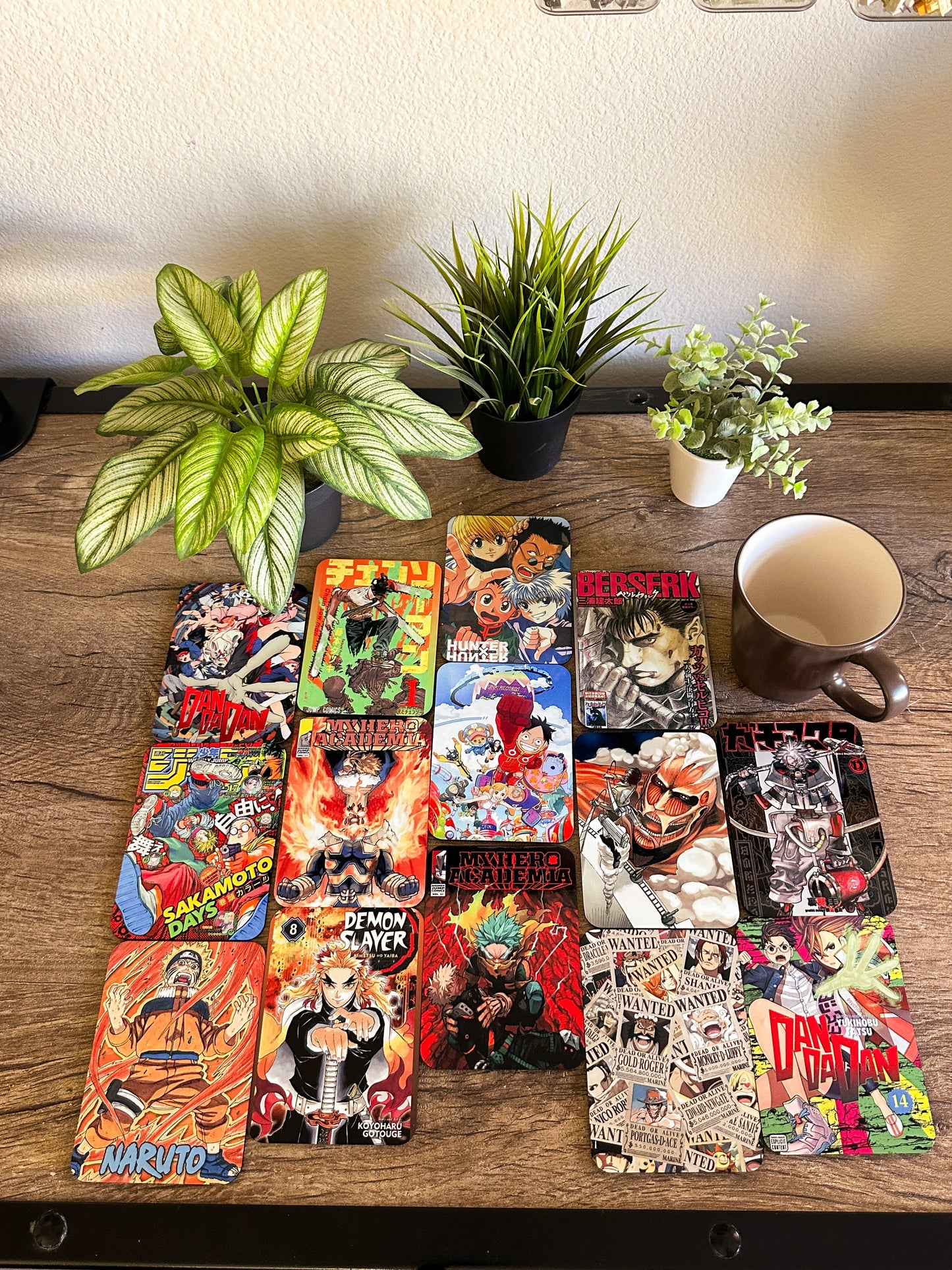 Anime Coaster Set, Wooden Coasters with Gloss Finish.