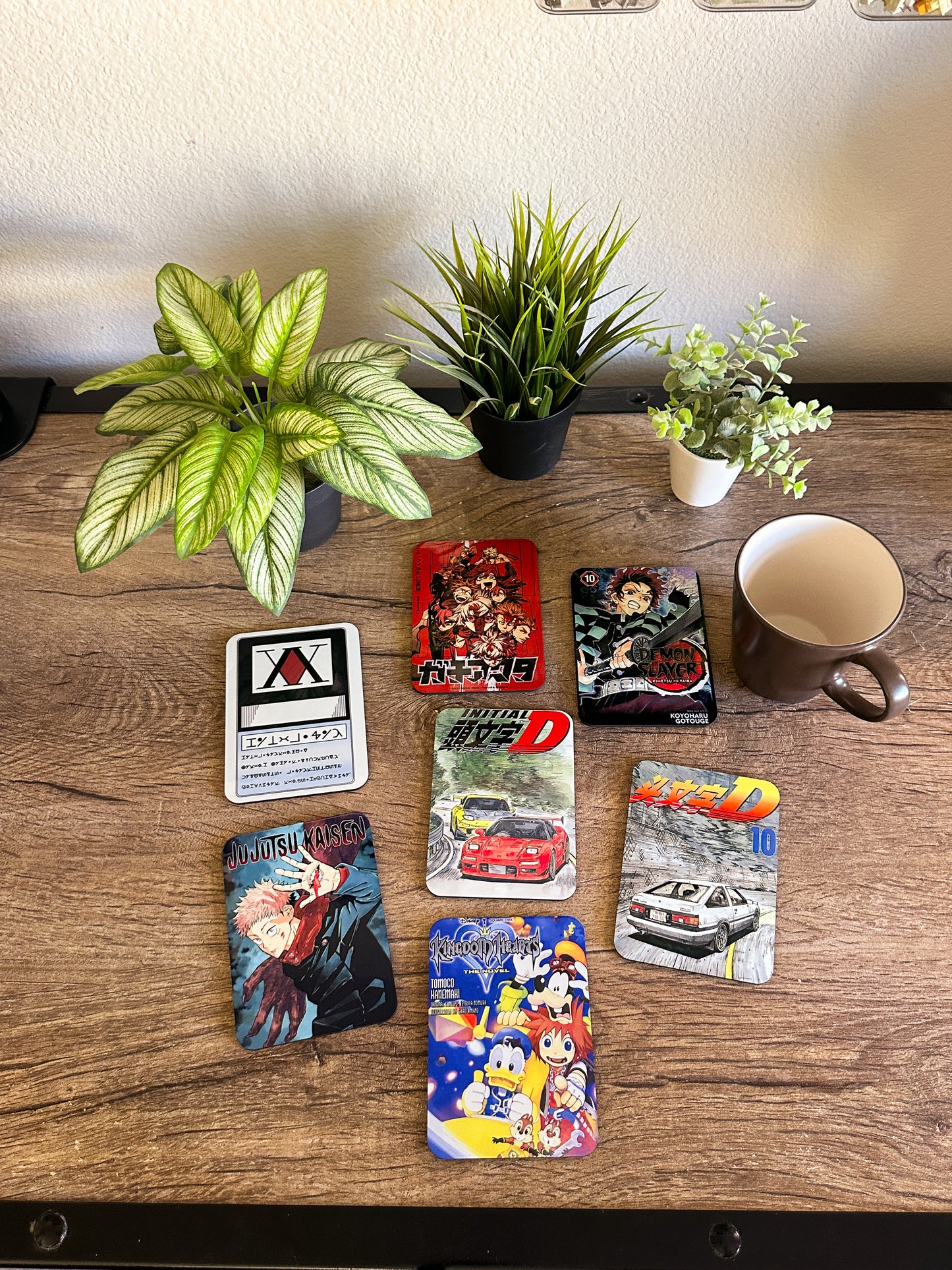 Anime Coaster Set, Wooden Coasters with Gloss Finish.