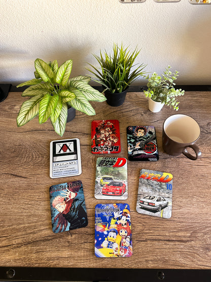 Anime Coaster Set, Wooden Coasters with Gloss Finish.