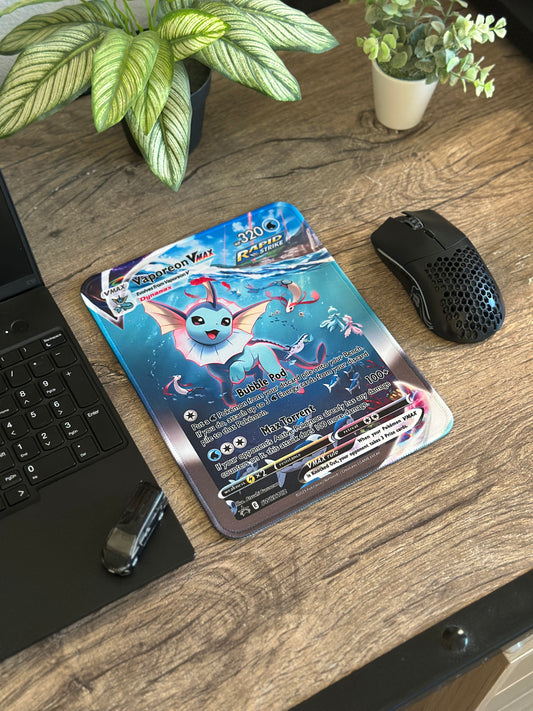Vaporeon VMAX Pokemon TCG Full Art Mousepad 10 x 7.5in - Gamer Desk Decor