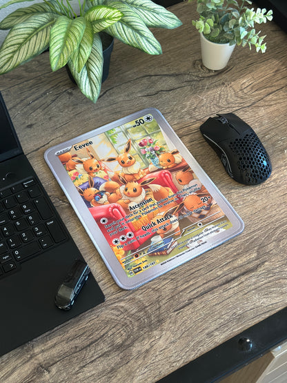 Pokemon TCG Full Art Eeveeloutions Mousepads - 10 x 7.5in, Gamer Desk Decor