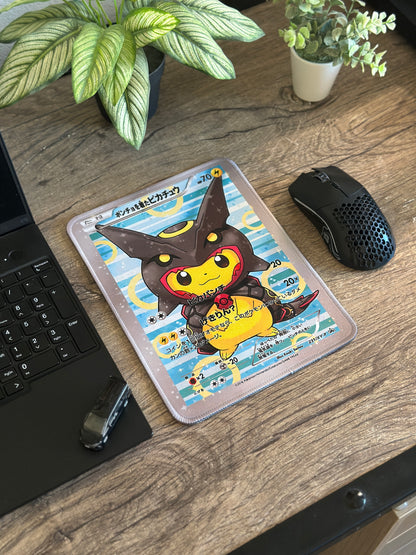Pikachu Poncho Black Rayquaza Pokemon TCG Full Art Mousepad 10 x 7.5in - Gamer Desk Decor