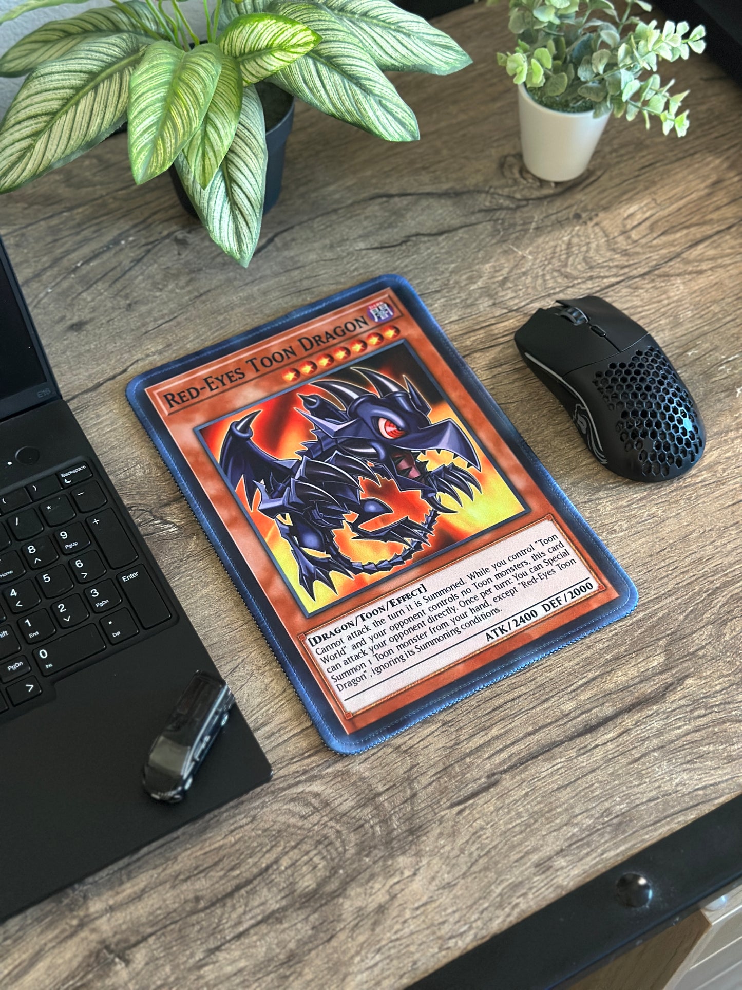 Toon Red Eyes Black Dragon Yugioh TCG Mousepad 10 x 7.5in - Gamer Desk Decor