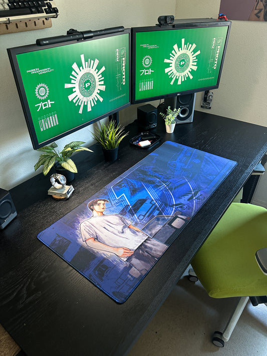 Initial D Takumi Blue Deskmat | 90x40cm | Anime Inspired, Gamer Desk Decor
