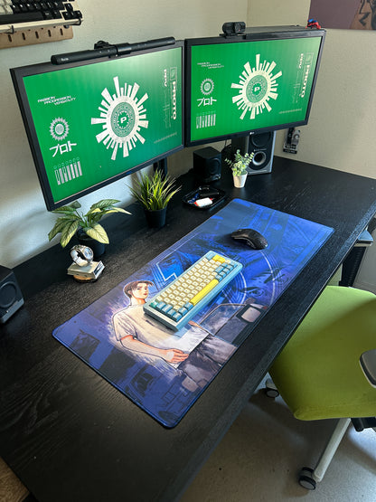 Initial D Takumi Blue Deskmat | 90x40cm | Anime Inspired, Gamer Desk Decor