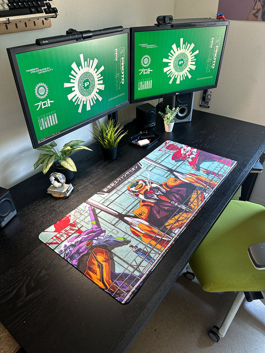 Evangelion Hangar Deskmat | 90x40cm | Anime Inspired, Gamer Desk Decor