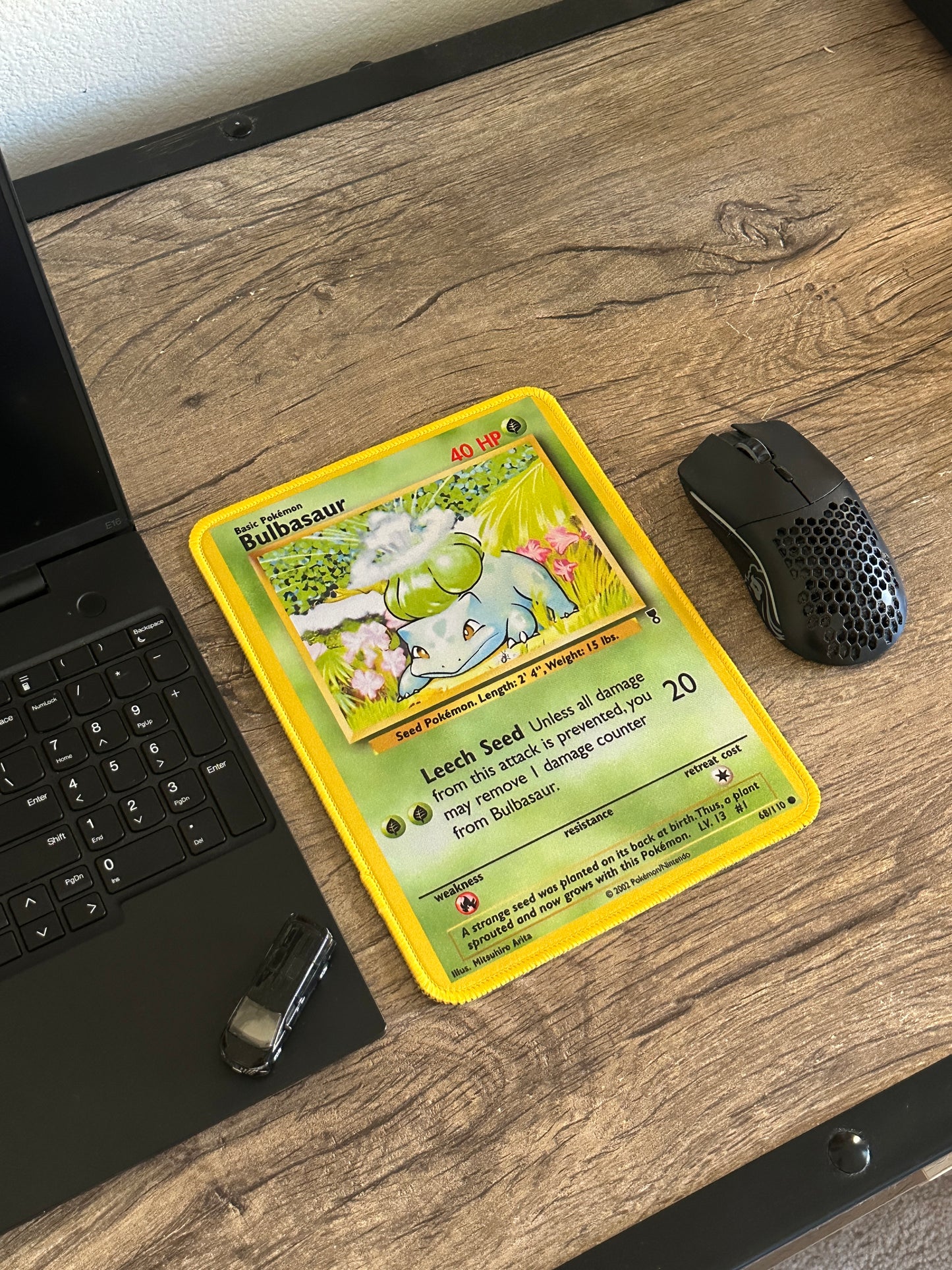 Bulbasaur Base Set Pokemon TCG Mousepad 10 x 7.5in - Gamer Desk Decor
