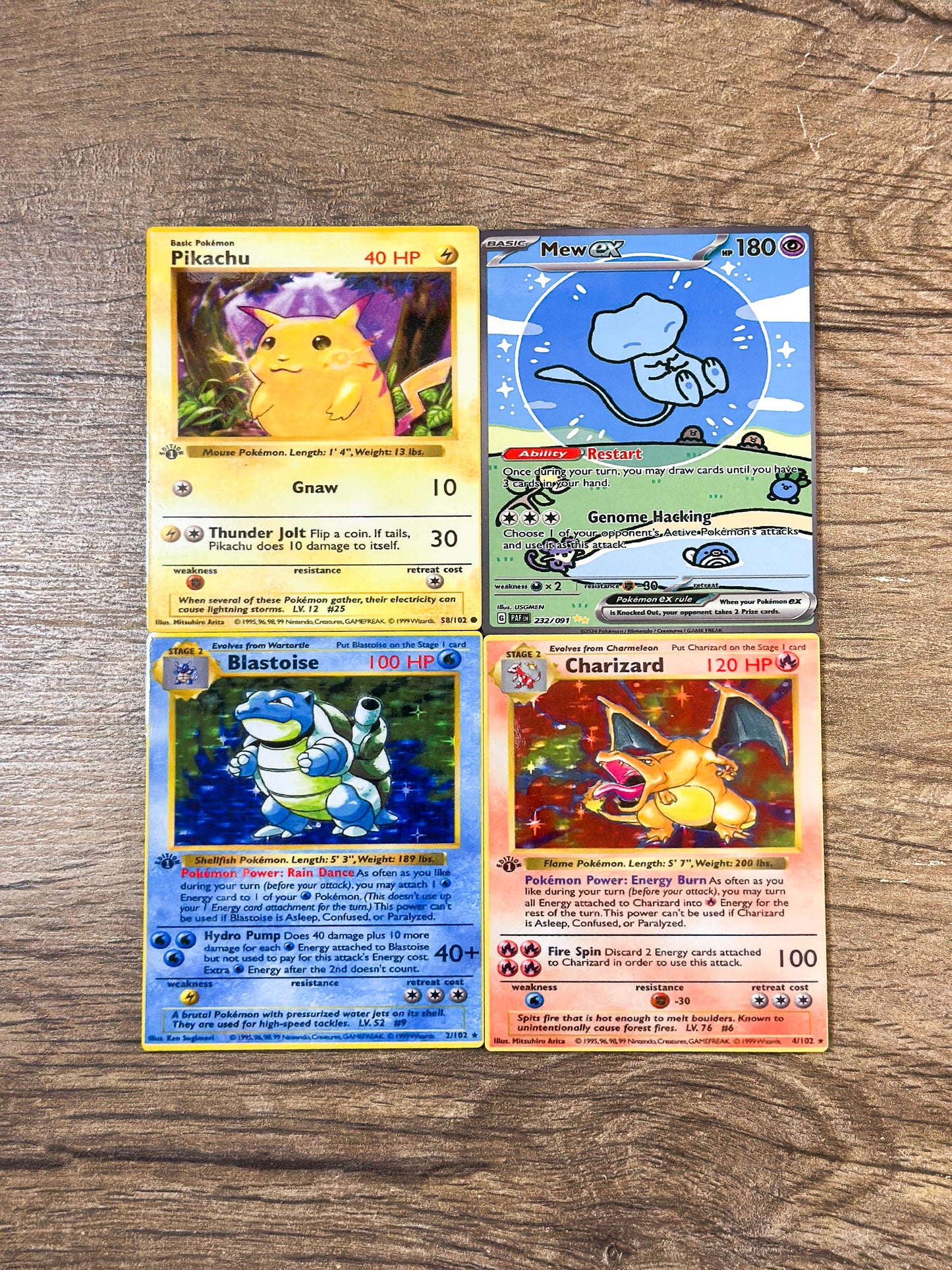 Pokemon Trading Card Game Coasters | 4 Pack Set | Charizard, Pikachu, Blastoise, Mew
