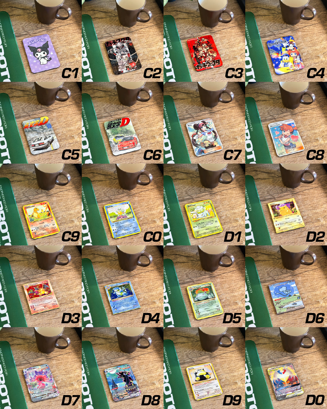 Anime Coaster Set, Wooden Coasters with Gloss Finish.