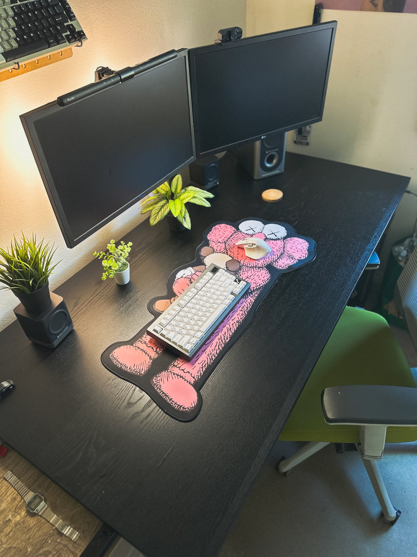 Kaws Pink Companion Deskmat | 90x40cm, Die Cut | Streetwear Inspired