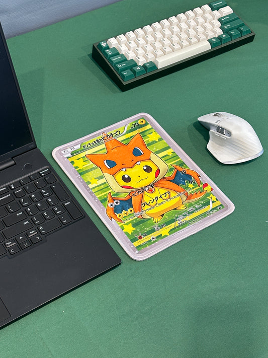 Pikachu Poncho Charizard Pokemon TCG Full Art Mousepad 10 x 7.5in - Gamer Desk Decor