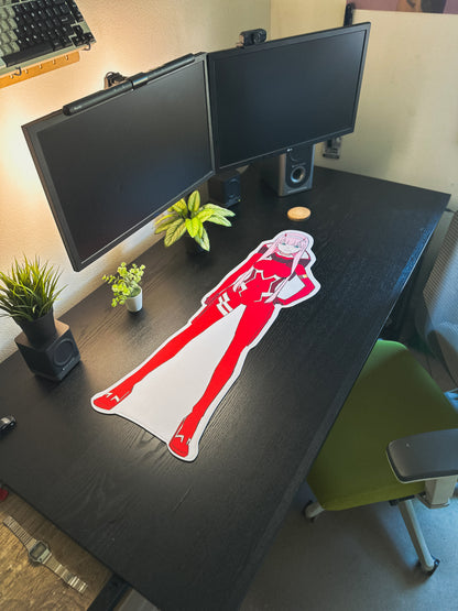 Zero Two Deskmat | 90x40cm, Die Cut | Anime Inspired